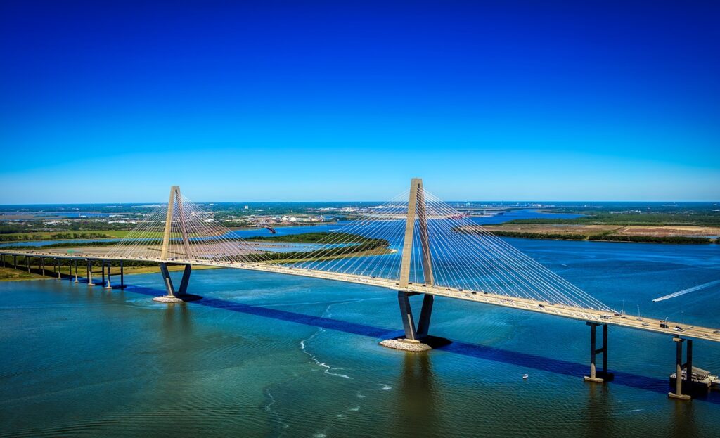 Ravenel Bridge in a Charleston South Carolina suburb