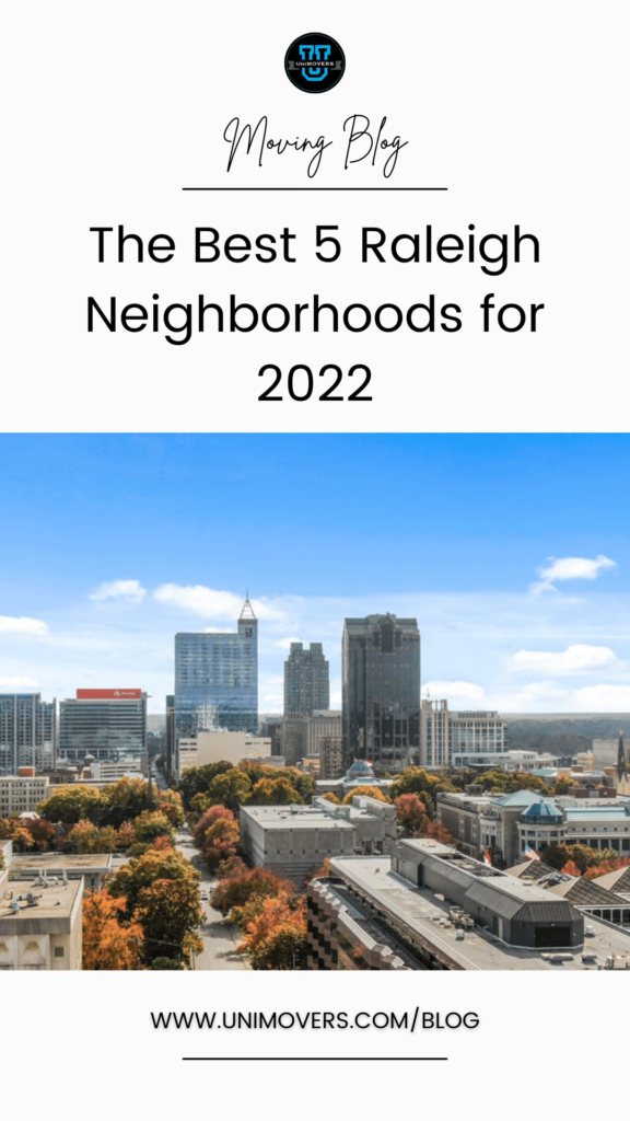 downloadable graphic reading, "moving blog, the best 5 Raleigh neighborhoods for 2022"