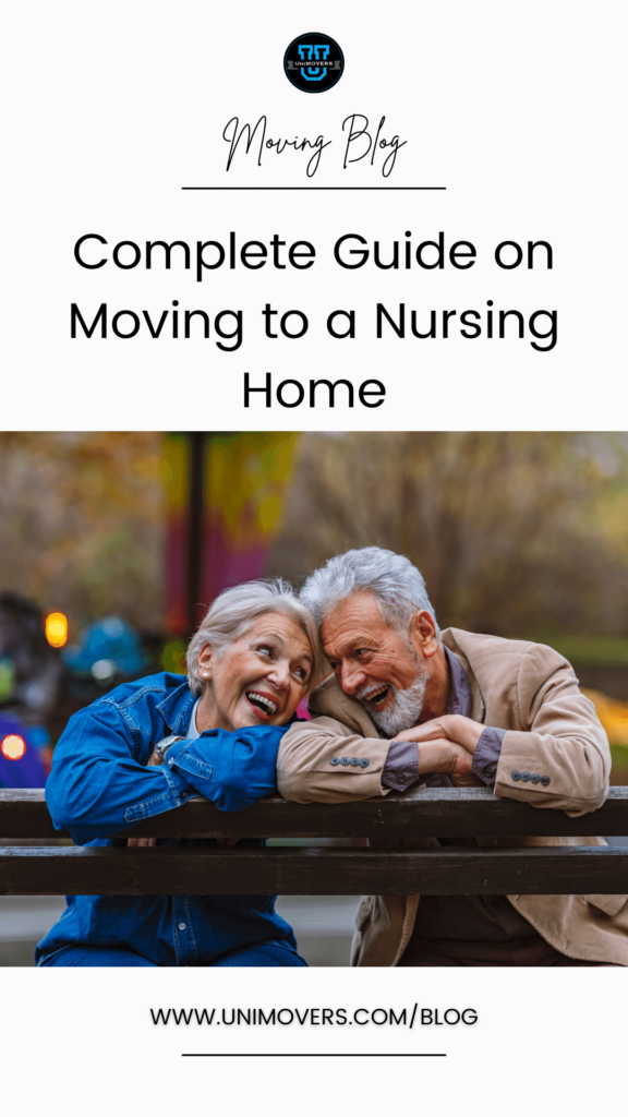 downloadable graphic reading, "moving blog, complete guide on moving to a nursing home"