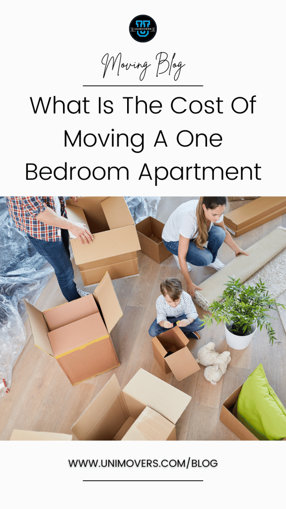 Graphic that reads, "moving blog, what is the cost of moving a one bedroom apartment."