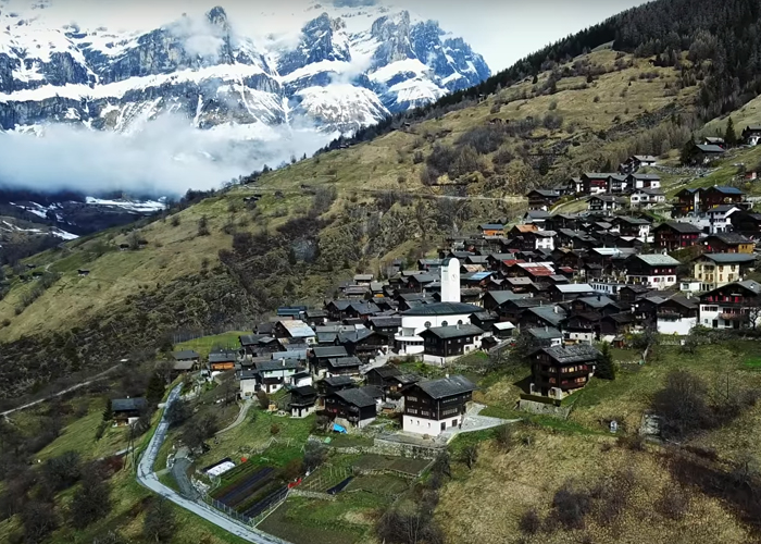 the small mountain town of Albinen, Switzerland 