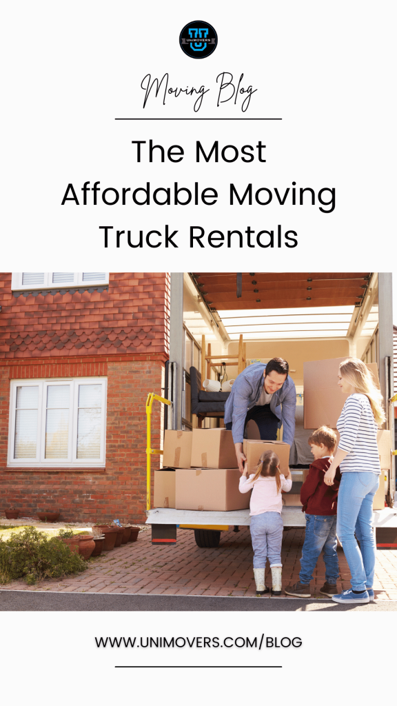 Graphic reading, "moving blog, the most affordable moving truck rentals"