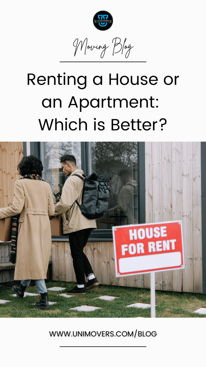Graphic reading "Moving blog, Renting a house or an apartment: Which is better?"