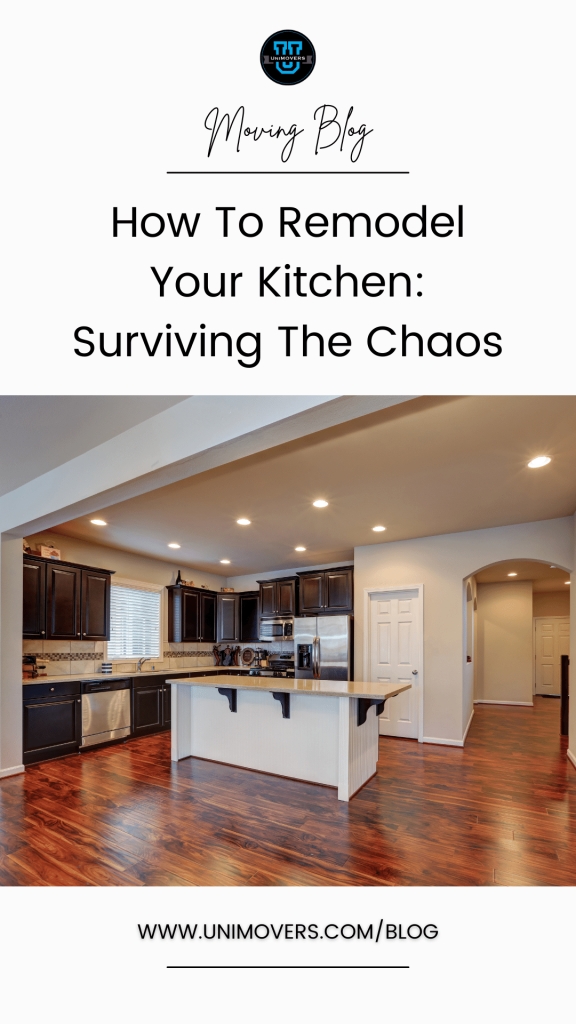 Graphic reading, "how to remodel your kitchen: surviving the chaos"