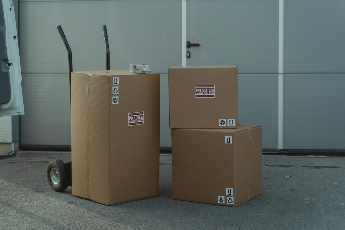 Heavy boxes on a dolly