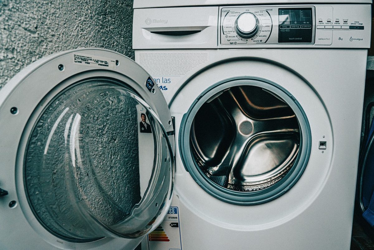 A clean, empty washing machine