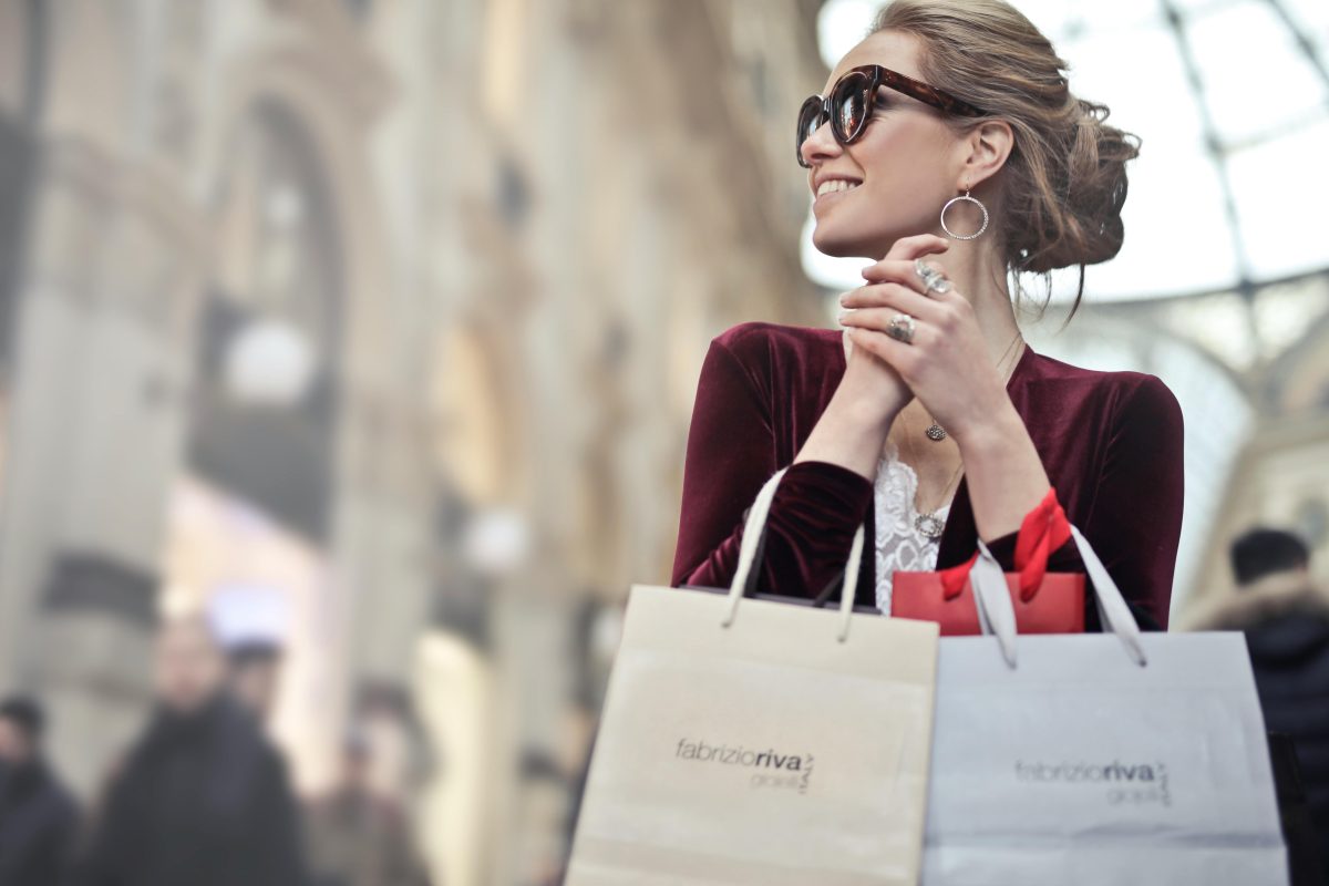 A woman holding shopping bags