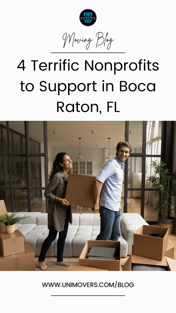 Graphic reading, "Moving blog, 4 terrific nonprofits to support in Boca Raton, FL"