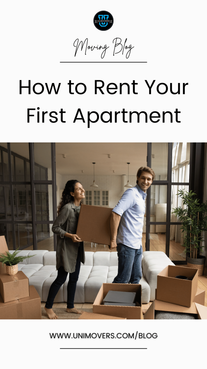 Graphic reading, "Moving blog, how to rent your first apartment"