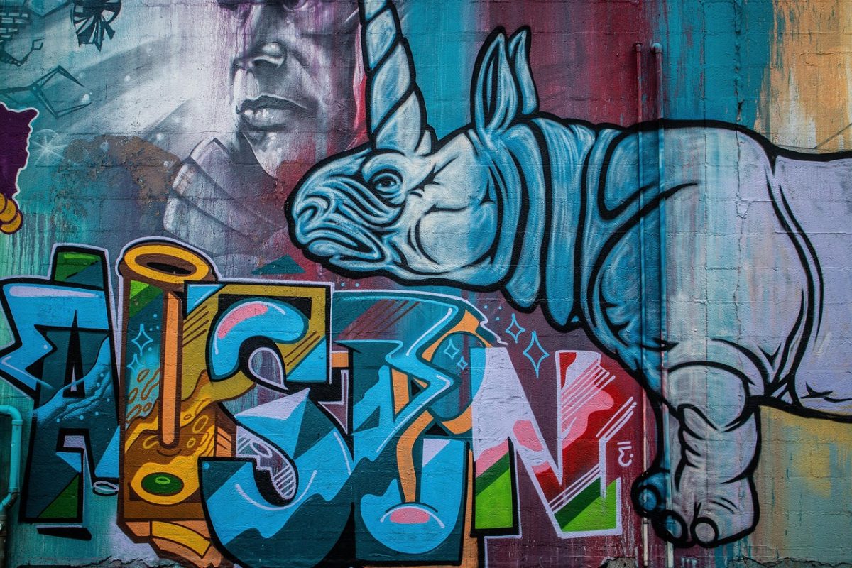Street art of a rhinoceros