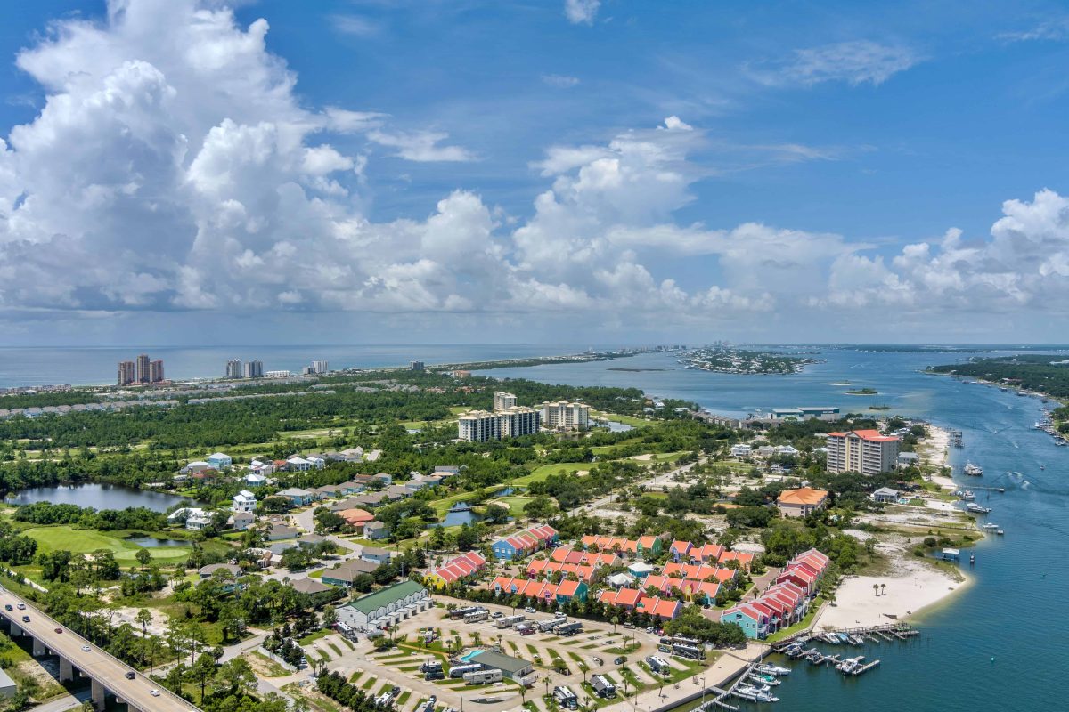 Aerial view of neighborhoods in Boca Raton, Florida