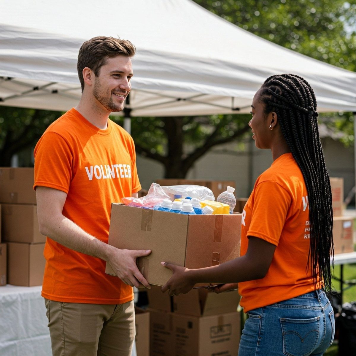 Volunteers at a food pantry in Raleigh, NC