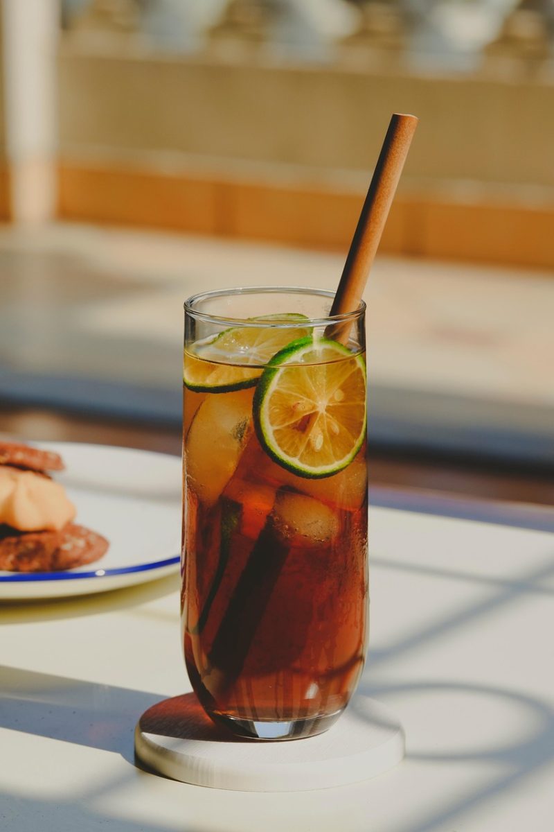 Sweet iced tea with cucumber