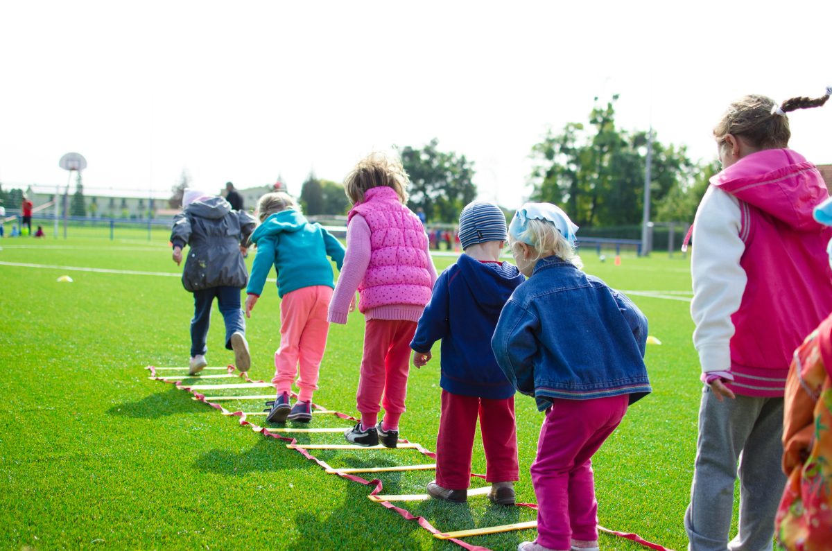 School children playing during field day