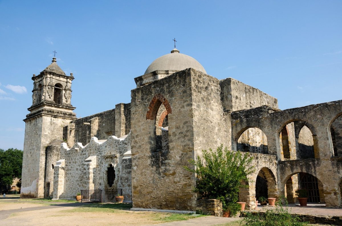 Old architecture of a church in San Antonio