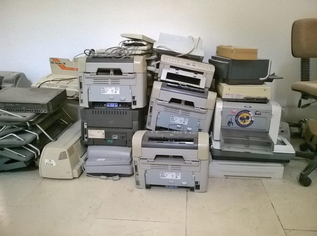 Stacks of old printers